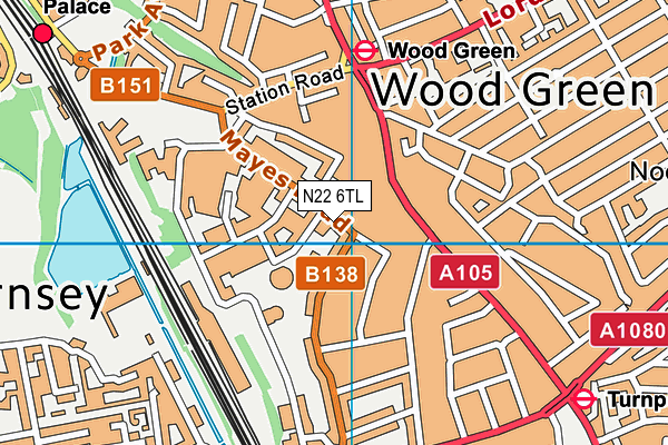 N22 6TL map - OS VectorMap District (Ordnance Survey)