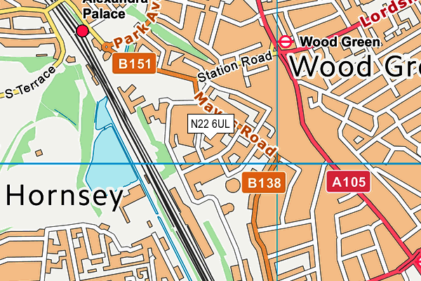 N22 6UL map - OS VectorMap District (Ordnance Survey)