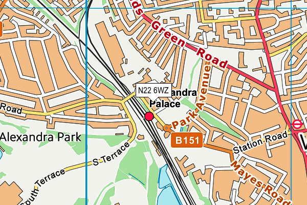 N22 6WZ map - OS VectorMap District (Ordnance Survey)