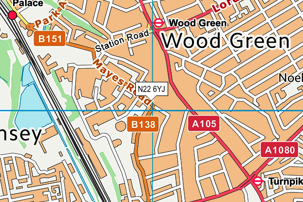 Wood Green Common (Closed) map (N22 6YJ) - OS VectorMap District (Ordnance Survey)