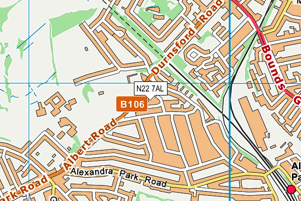 N22 7AL map - OS VectorMap District (Ordnance Survey)