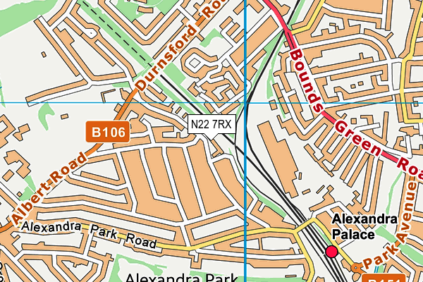 N22 7RX map - OS VectorMap District (Ordnance Survey)