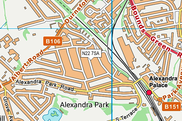 N22 7SA map - OS VectorMap District (Ordnance Survey)