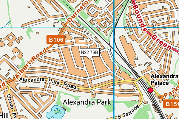 N22 7SB map - OS VectorMap District (Ordnance Survey)