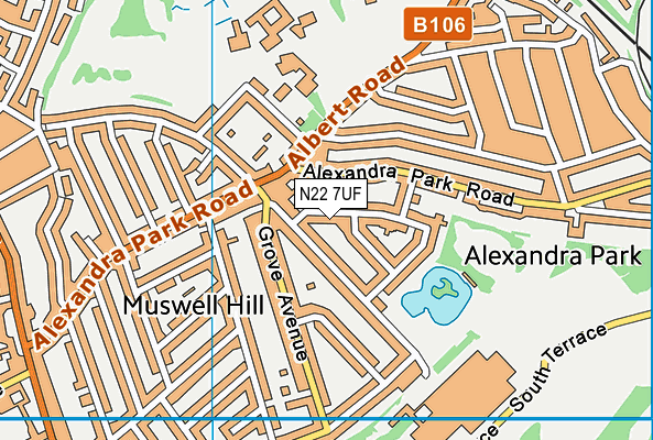N22 7UF map - OS VectorMap District (Ordnance Survey)