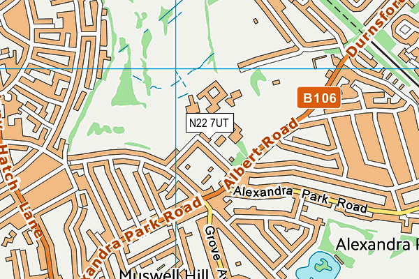 N22 7UT map - OS VectorMap District (Ordnance Survey)