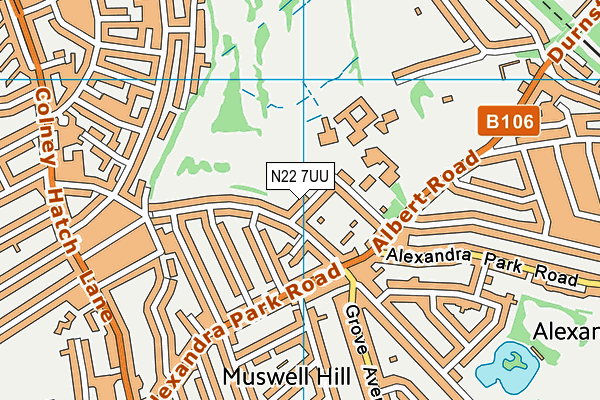 N22 7UU map - OS VectorMap District (Ordnance Survey)