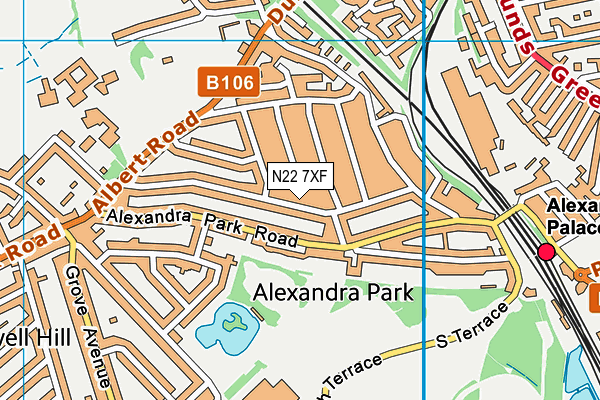 N22 7XF map - OS VectorMap District (Ordnance Survey)