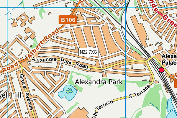 N22 7XG map - OS VectorMap District (Ordnance Survey)