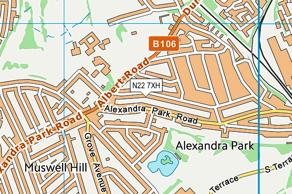 N22 7XH map - OS VectorMap District (Ordnance Survey)