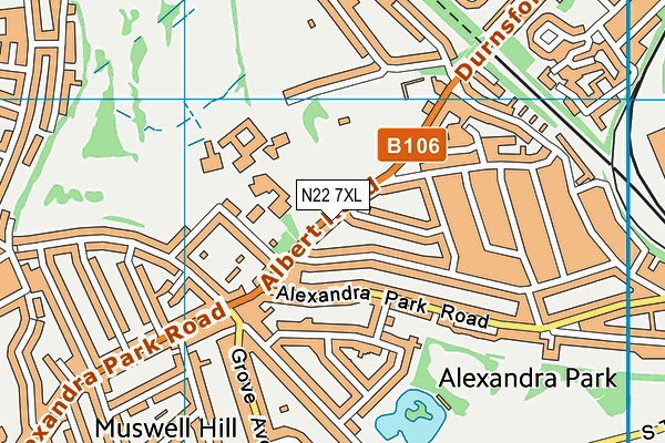 N22 7XL map - OS VectorMap District (Ordnance Survey)