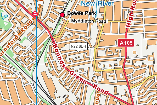 N22 8DH map - OS VectorMap District (Ordnance Survey)