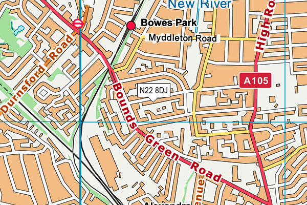 N22 8DJ map - OS VectorMap District (Ordnance Survey)