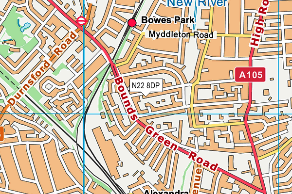 N22 8DP map - OS VectorMap District (Ordnance Survey)