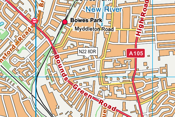 N22 8DR map - OS VectorMap District (Ordnance Survey)