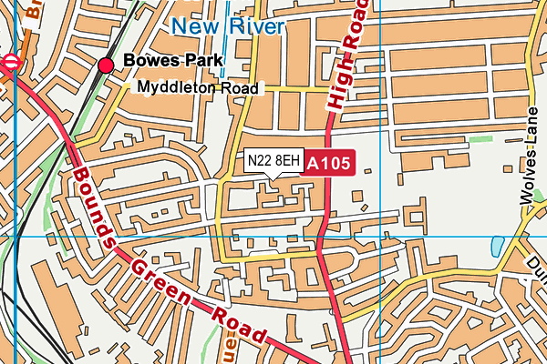 N22 8EH map - OS VectorMap District (Ordnance Survey)