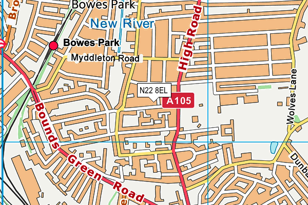 N22 8EL map - OS VectorMap District (Ordnance Survey)