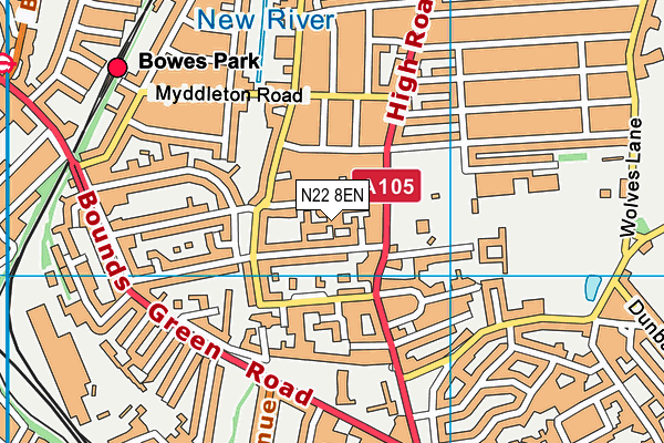 N22 8EN map - OS VectorMap District (Ordnance Survey)