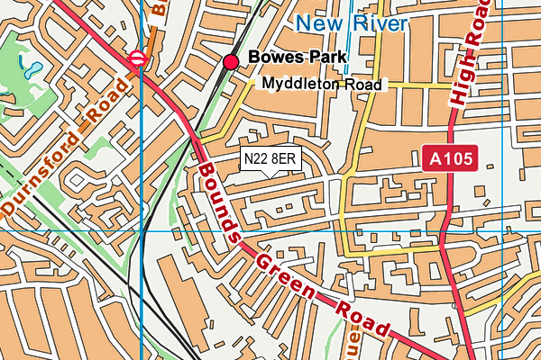 N22 8ER map - OS VectorMap District (Ordnance Survey)