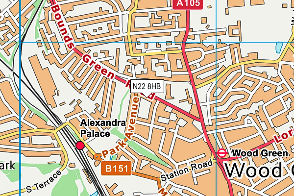 N22 8HB map - OS VectorMap District (Ordnance Survey)