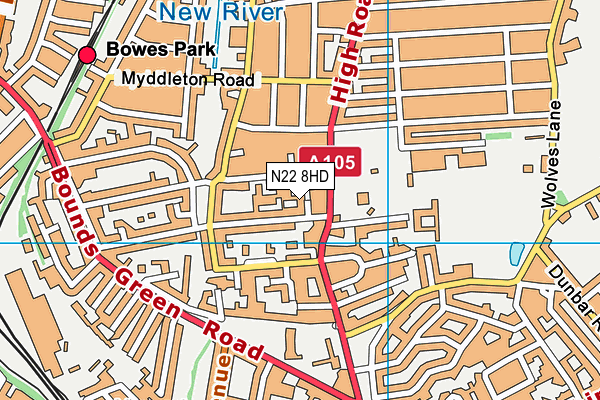 N22 8HD map - OS VectorMap District (Ordnance Survey)