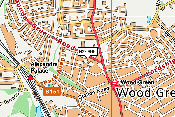 St Michael's CofE Primary School map (N22 8HE) - OS VectorMap District (Ordnance Survey)