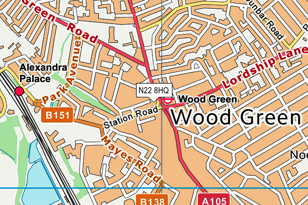 N22 8HQ map - OS VectorMap District (Ordnance Survey)