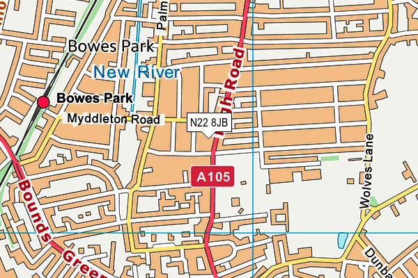 N22 8JB map - OS VectorMap District (Ordnance Survey)