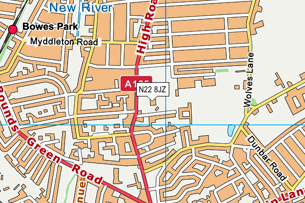 N22 8JZ map - OS VectorMap District (Ordnance Survey)