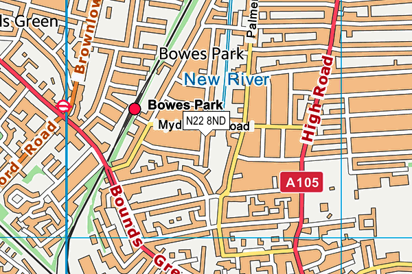 N22 8ND map - OS VectorMap District (Ordnance Survey)