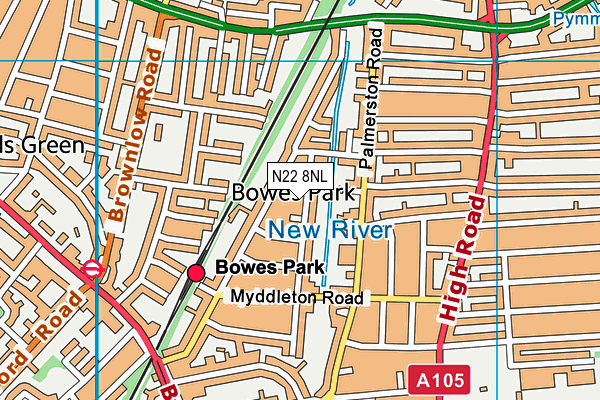 N22 8NL map - OS VectorMap District (Ordnance Survey)