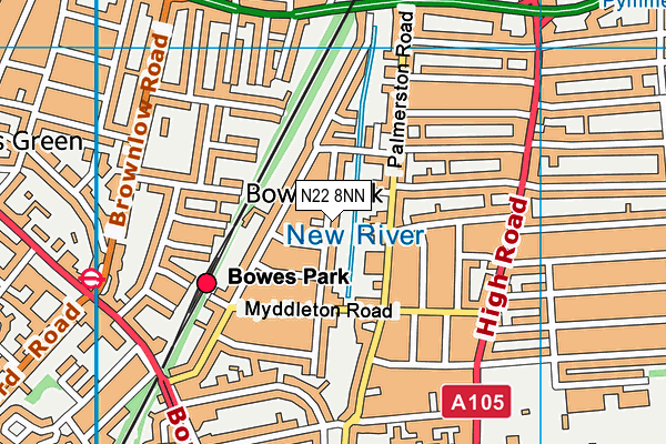 N22 8NN map - OS VectorMap District (Ordnance Survey)