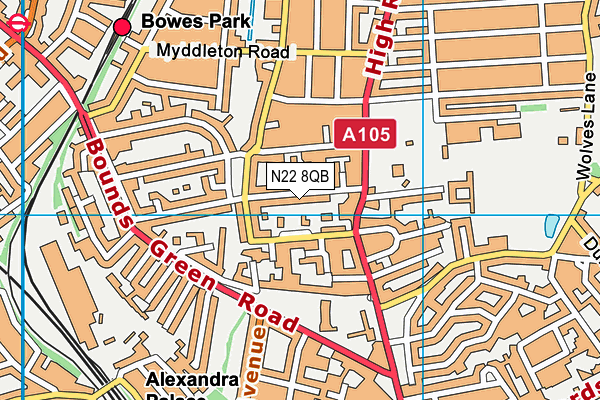 N22 8QB map - OS VectorMap District (Ordnance Survey)