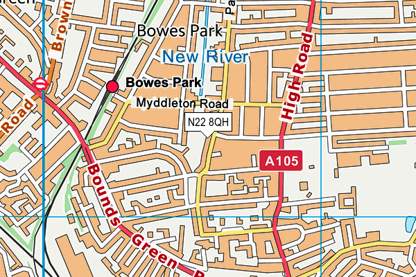 N22 8QH map - OS VectorMap District (Ordnance Survey)