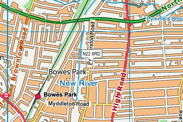 N22 8RD map - OS VectorMap District (Ordnance Survey)