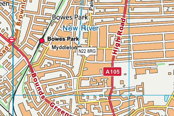 N22 8RG map - OS VectorMap District (Ordnance Survey)