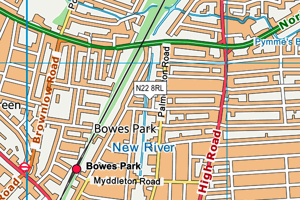 N22 8RL map - OS VectorMap District (Ordnance Survey)