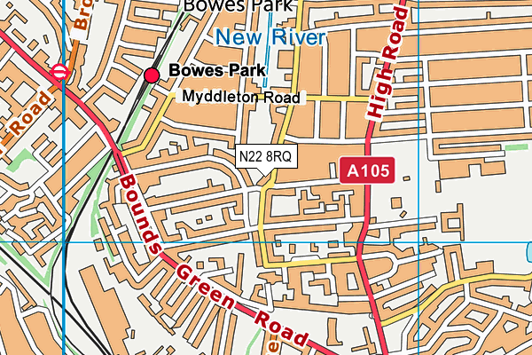 N22 8RQ map - OS VectorMap District (Ordnance Survey)