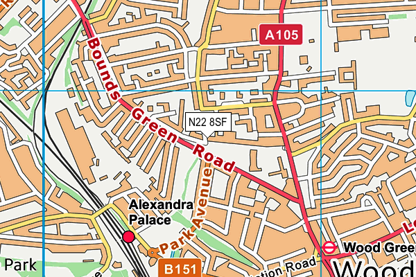 N22 8SF map - OS VectorMap District (Ordnance Survey)