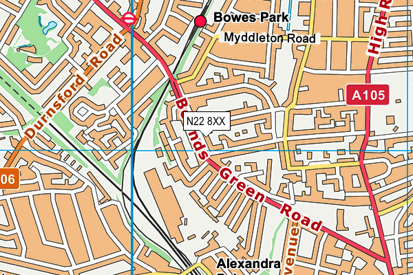 N22 8XX map - OS VectorMap District (Ordnance Survey)