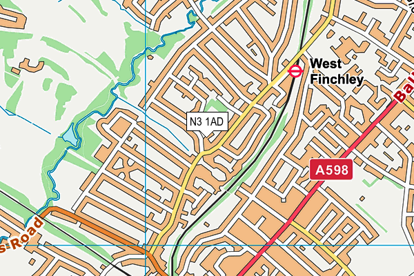 N3 1AD map - OS VectorMap District (Ordnance Survey)