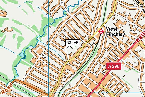 N3 1AE map - OS VectorMap District (Ordnance Survey)