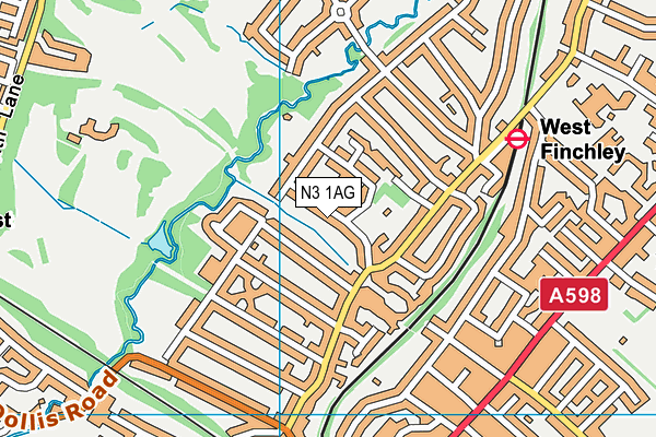 N3 1AG map - OS VectorMap District (Ordnance Survey)