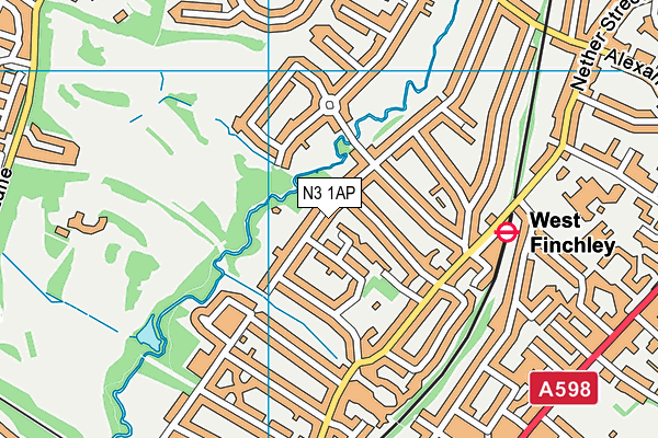 N3 1AP map - OS VectorMap District (Ordnance Survey)