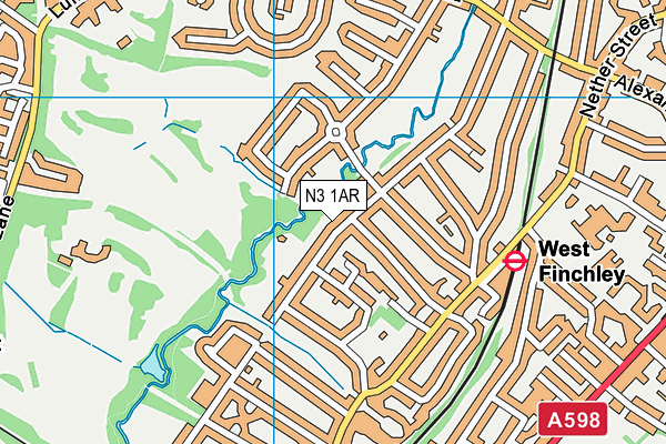 N3 1AR map - OS VectorMap District (Ordnance Survey)