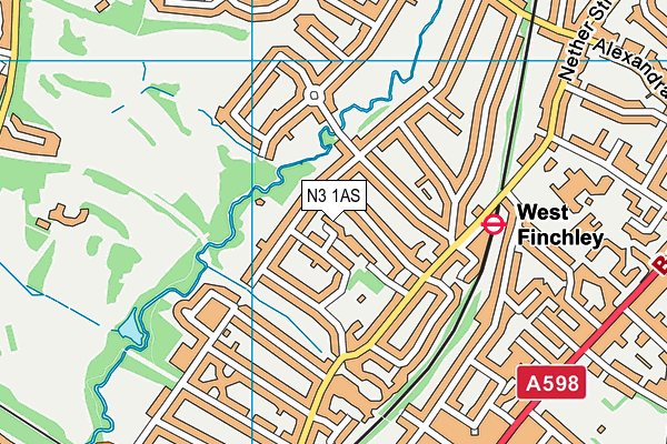 N3 1AS map - OS VectorMap District (Ordnance Survey)