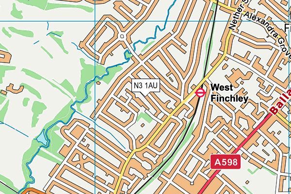 N3 1AU map - OS VectorMap District (Ordnance Survey)