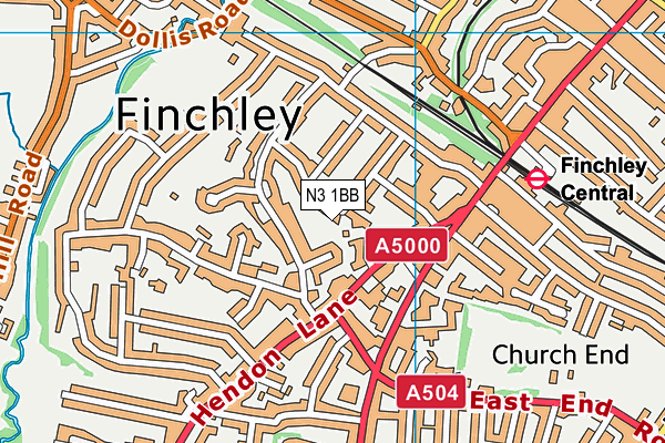 N3 1BB map - OS VectorMap District (Ordnance Survey)