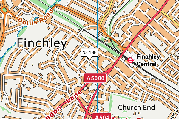 N3 1BE map - OS VectorMap District (Ordnance Survey)