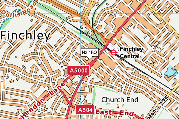 N3 1BQ map - OS VectorMap District (Ordnance Survey)